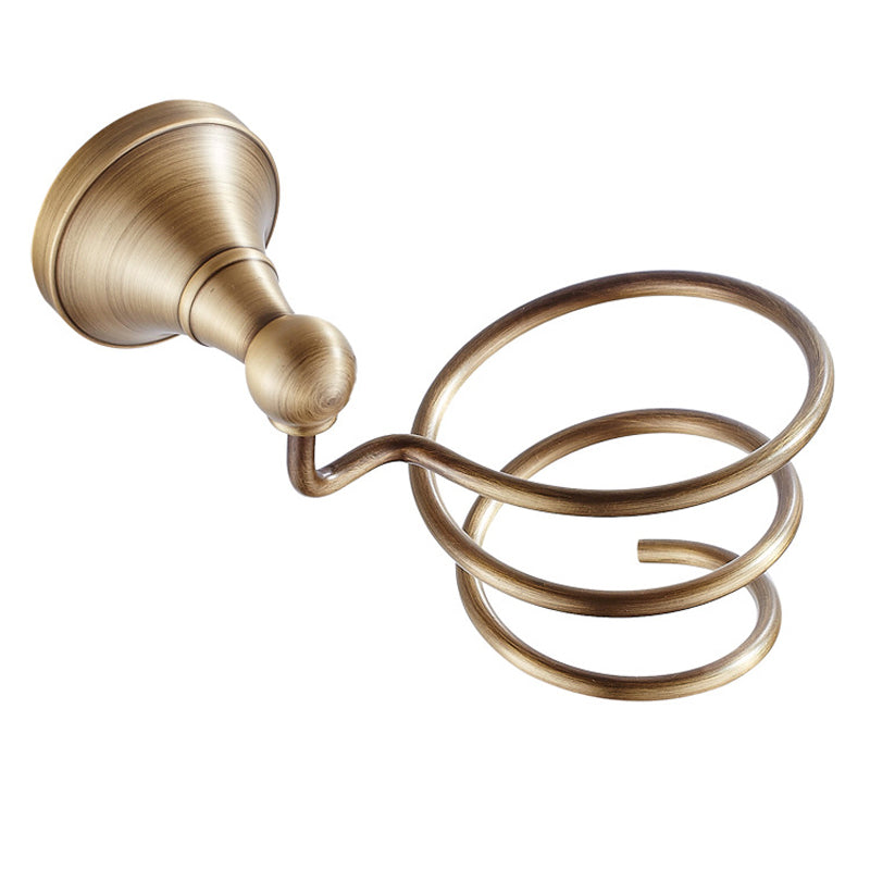 Brass Wall Mount Hair Dryer Holder Antique Brushed Gold Bathroom Shelf Hardware Hotel Simple Household