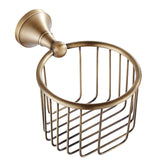 Brushed Antique Brass Toilet Paper Roll Holder Commercial Hotel Bathroom Hardware Gold Round Basket