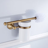 Brushed Brass Toilet Brush Holder Antique Gold Wall Mounted Bathroom Hardware Luxury Ceramic Holder