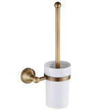Brushed Brass Toilet Brush Holder Antique Gold Wall Mounted Bathroom Hardware Luxury Ceramic Holder