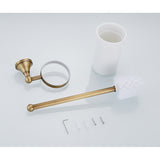 Brushed Brass Toilet Brush Holder Antique Gold Wall Mounted Bathroom Hardware Luxury Ceramic Holder