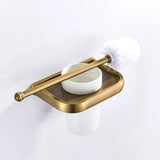 Brushed Brass Toilet Brush Holder White Ceramic Wall Mounted Bathroom Antique Gold Bathroom Hardware