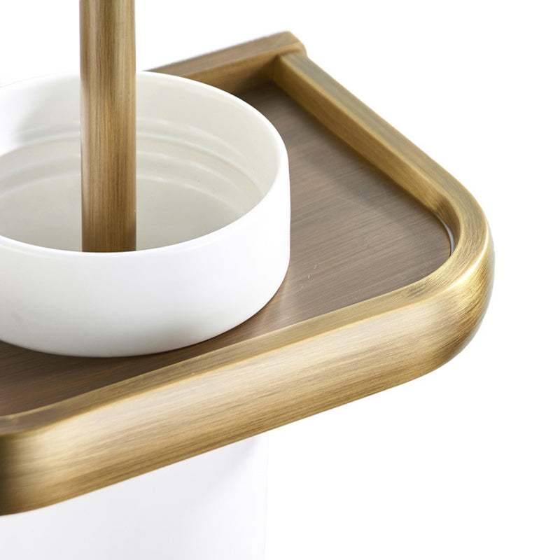 Brushed Brass Toilet Brush Holder White Ceramic Wall Mounted Bathroom Antique Gold Bathroom Hardware