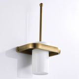 Brushed Brass Toilet Brush Holder White Ceramic Wall Mounted Bathroom Antique Gold Bathroom Hardware