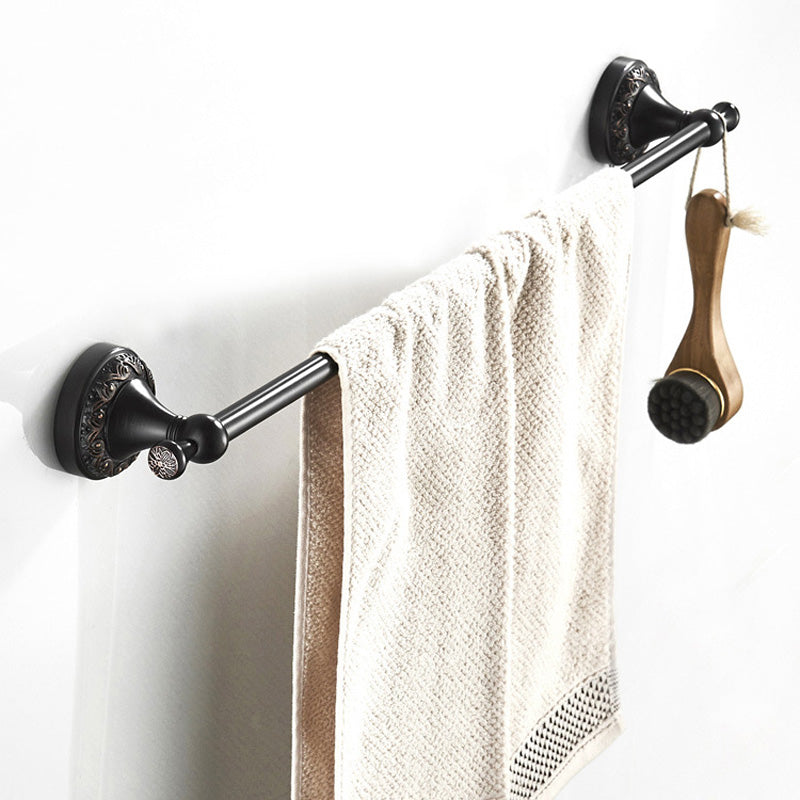 Carved 24 Inch Towel Racks Wall Mount Black Brass Single Bar Bathroom Hotel Oil Rubbed Bronze Modern