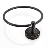 Carved Brass Oil Rubbed Bronze Round Towel Ring Wall Mount Bathroom Hardware Black Pineapple Pattern