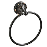 Carved Brass Oil Rubbed Bronze Round Towel Ring Wall Mount Bathroom Hardware Black Pineapple Pattern