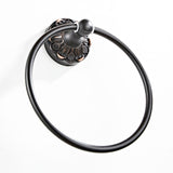 Carved Brass Oil Rubbed Bronze Round Towel Ring Wall Mount Bathroom Hardware Black Pineapple Pattern