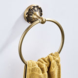 Carved Brass Towel Ring Round Rustic Hotel Antique Decorative Bathroom Pineapple Pattern Wall Mounted