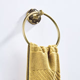 Carved Brass Towel Ring Round Rustic Hotel Antique Decorative Bathroom Pineapple Pattern Wall Mounted