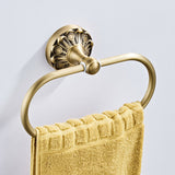 Carved Brass Towel Ring Round Rustic Hotel Antique Decorative Bathroom Pineapple Pattern Wall Mounted