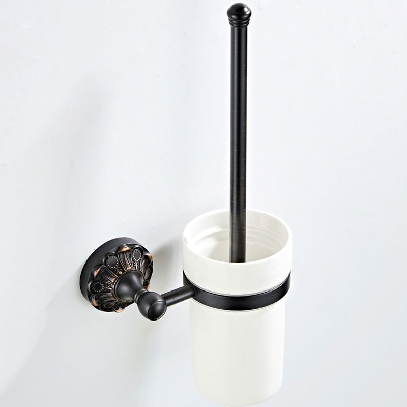 Carved Brass Wall Mount Toilet Brush Holder Oil Rubbed Bronze Unique Bathroom Hardware White Ceramic