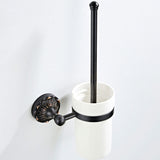Carved Brass Wall Mount Toilet Brush Holder Oil Rubbed Bronze Unique Bathroom Hardware White Ceramic