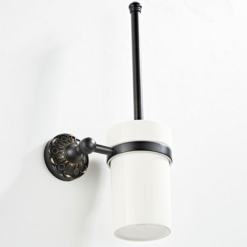 Carved Brass Wall Mount Toilet Brush Holder Oil Rubbed Bronze Unique Bathroom Hardware White Ceramic