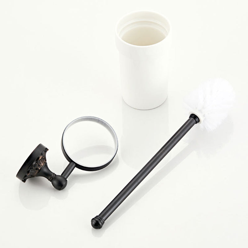 Carved Brass Wall Mount Toilet Brush Holder Oil Rubbed Bronze Unique Bathroom Hardware White Ceramic