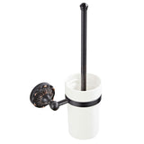 Carved Brass Wall Mount Toilet Brush Holder Oil Rubbed Bronze Unique Bathroom Hardware White Ceramic