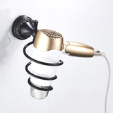 Carved Wall Mount Hair Dryer Holder Black Brass Bathroom Shelves Black Oil Rubbed Bronze Hotel Modern