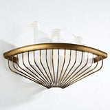 Gold Corner Antique Brass Triangle Shower Caddy Basket Wall Mounted Bathroom Shelf Draining Hardware