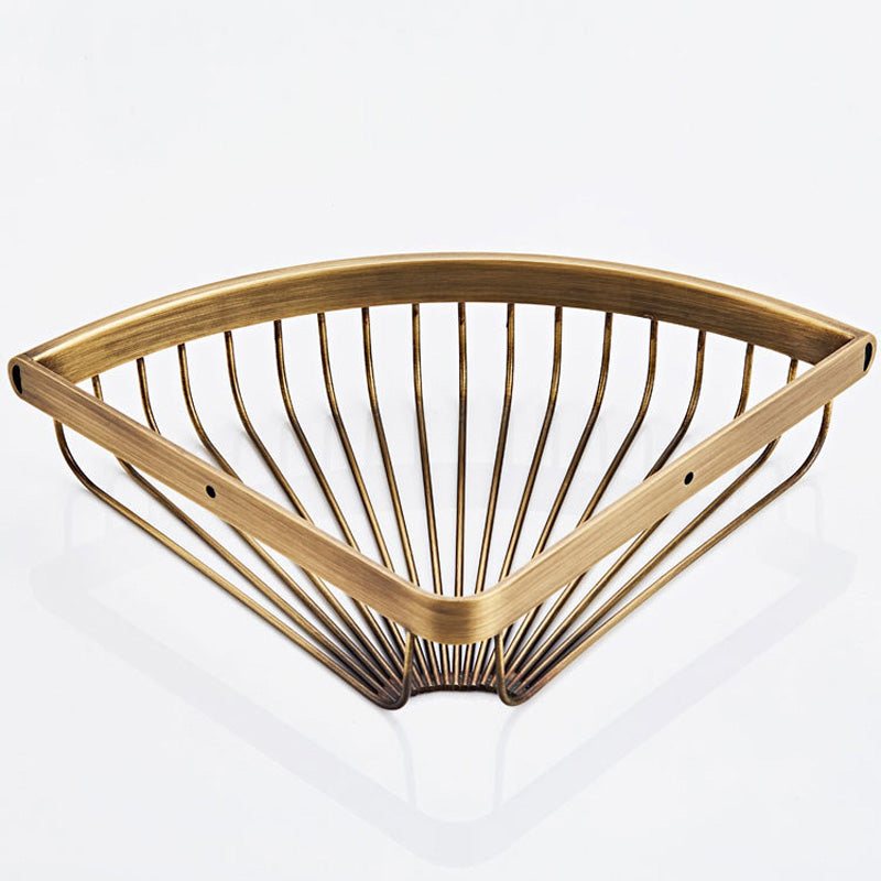 Gold Corner Antique Brass Triangle Shower Caddy Basket Wall Mounted Bathroom Shelf Draining Hardware