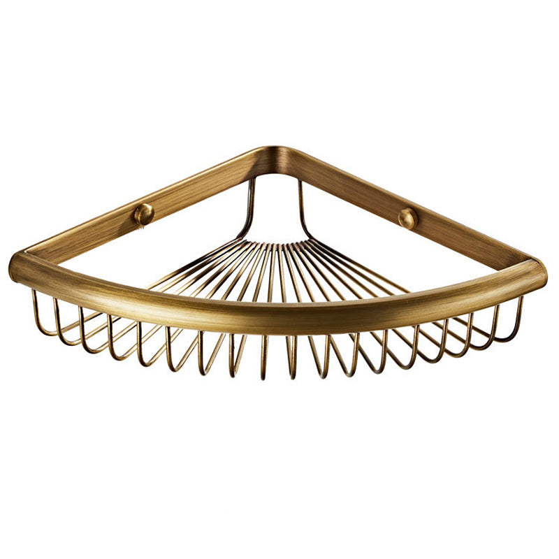 Wall Mounted Shower Caddy Basket Draining Antique Brass Bathroom Shelf 18  Inch