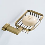 Gold Luxury Shower Soap Dish Wall Mount Antique Brushed Brass Draining Bathroom Hardware Rectangle