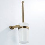 Luxury Toilet Bowl Brush and Holder White Ceramic Antique Brushed Brass Decorative Bathroom Hardware