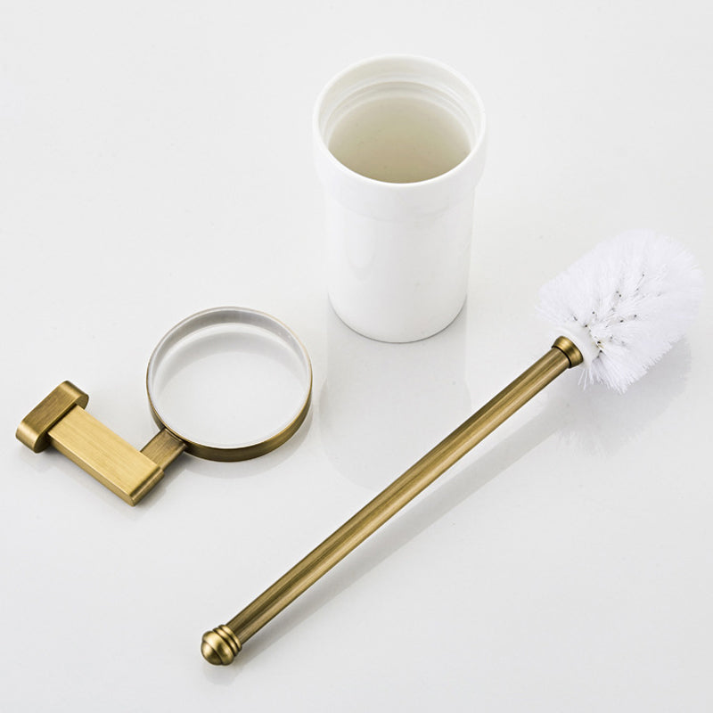 Luxury Toilet Bowl Brush and Holder White Ceramic Antique Brushed Brass Decorative Bathroom Hardware