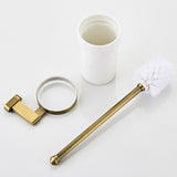 Luxury Toilet Bowl Brush and Holder White Ceramic Antique Brushed Brass Decorative Bathroom Hardware