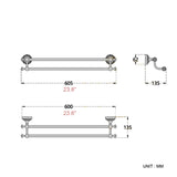 24 Inch Carved Towel Racks Wall Mounted Brushed Single/ Double Towel Bar Bathroom Hardware Gold Antique Brass