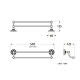 Oil Rubbed Bronze 24 Inch Single/ Double Bar Brass Rustic Decorative Bathroom Towel Racks Carved Black
