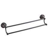 Oil Rubbed Bronze 24 Inch Single/ Double Bar Brass Rustic Decorative Bathroom Towel Racks Carved Black