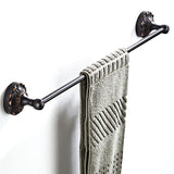 Oil Rubbed Bronze 24 Inch Single/ Double Bar Brass Rustic Decorative Bathroom Towel Racks Carved Black