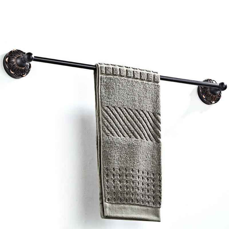Oil Rubbed Bronze 24 Inch Single/ Double Bar Brass Rustic Decorative Bathroom Towel Racks Carved Black