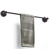 Oil Rubbed Bronze 24 Inch Single/ Double Bar Brass Rustic Decorative Bathroom Towel Racks Carved Black