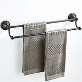 Oil Rubbed Bronze 24 Inch Single/ Double Bar Brass Rustic Decorative Bathroom Towel Racks Carved Black