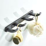 Oil Rubbed Bronze Bathroom Robe Hook Brass Wall Mounted 4 Hooks Decorative Black Hotel Towel Hooks