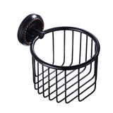 Oil Rubbed Bronze Toilet Paper Basket Bathroom Wall Mounted Black Roll Paper Holder Brass Hardware
