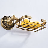 Shower Gold Draining Soap Dish Wall Mounted Antique Brass Bathroom Luxury Pineapple Pattern Carved