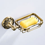 Shower Gold Draining Soap Dish Wall Mounted Antique Brass Bathroom Luxury Pineapple Pattern Carved