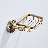 Shower Gold Draining Soap Dish Wall Mounted Antique Brass Bathroom Luxury Pineapple Pattern Carved