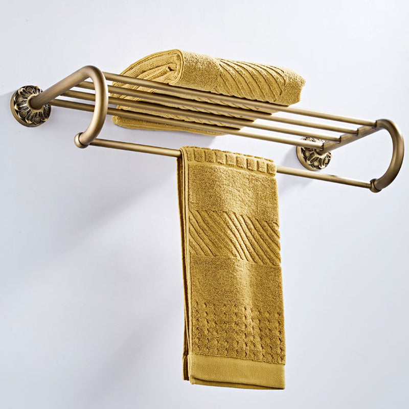 Towel Wall Rack Brass Bathroom Carved Rustic Gold Towel Bar Shelf Hotel Pineapple Pattern Antique