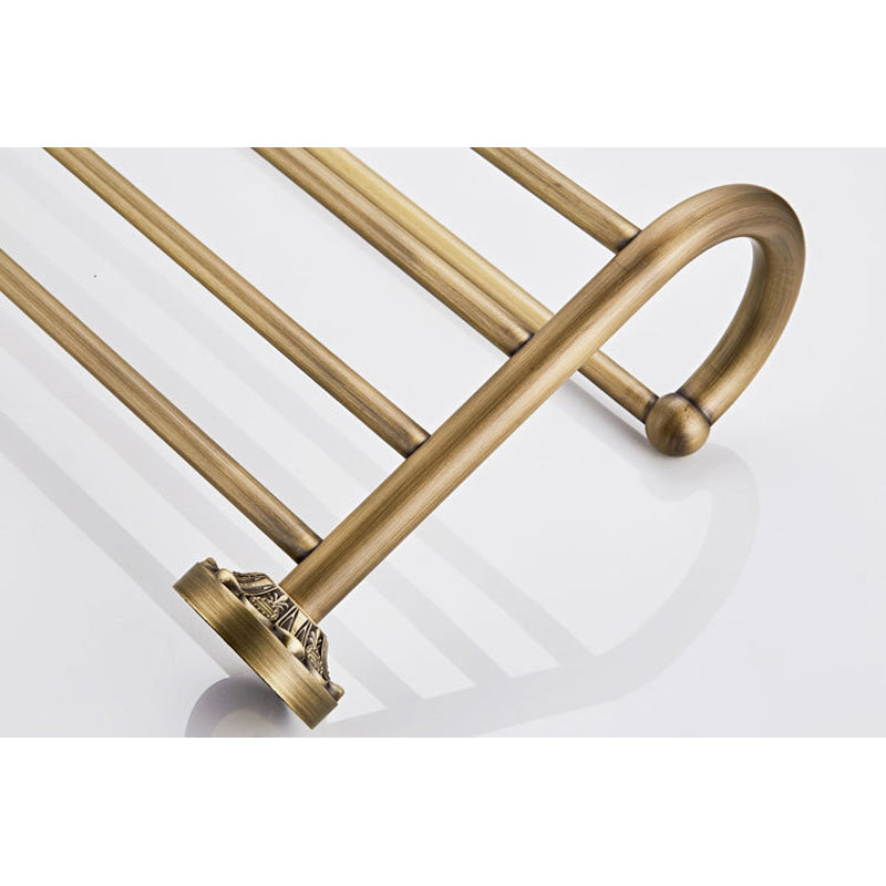 Luxury Towel Hooks Antique Brushed Brass Wall Mount Carved Single Bath  Towel Bar