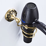 Vintage Wall Mounted Hair Dryer Holder Antique Brass For Dressing Table Gold Bathroom Pineapple Pattern