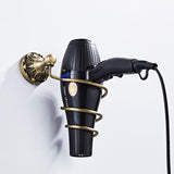 Vintage Wall Mounted Hair Dryer Holder Antique Brass For Dressing Table Gold Bathroom Pineapple Pattern