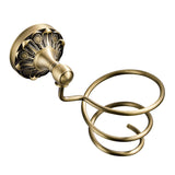 Vintage Wall Mounted Hair Dryer Holder Antique Brass For Dressing Table Gold Bathroom Pineapple Pattern
