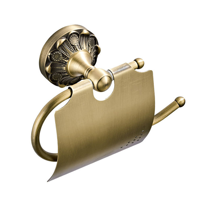 Wall Mount Antique Brass Bathroom Toilet Paper Holder Carved Single Roll Luxury Pineapple Pattern Gold