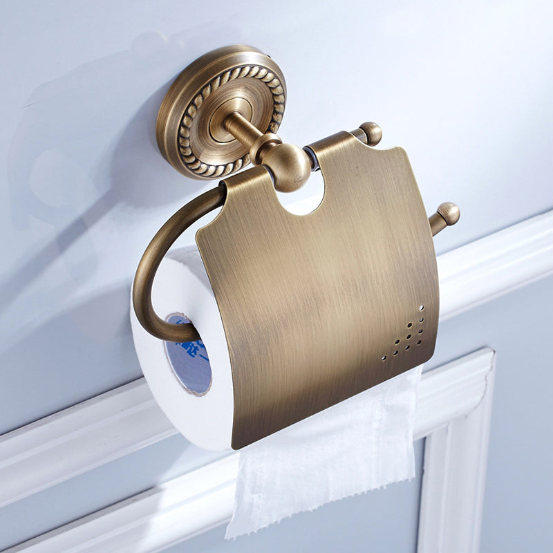 Wall Mount Antique Brass Toilet Paper Holders Bathroom Hardware Gold Carved Toilet Single Roll Holder