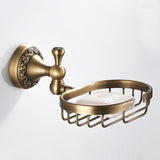 Wall Mount Antique Brass Brushed Soap Dish Draining/ Ceramic Dish Bathroom Carved Bathroom Hardware