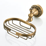Wall Mount Antique Brass Brushed Soap Dish Draining/ Ceramic Dish Bathroom Carved Bathroom Hardware