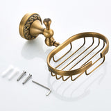 Wall Mount Antique Brass Brushed Soap Dish Draining/ Ceramic Dish Bathroom Carved Bathroom Hardware